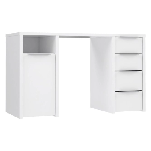 Białe biurko 125x50 cm z 4 szufladami i szafką